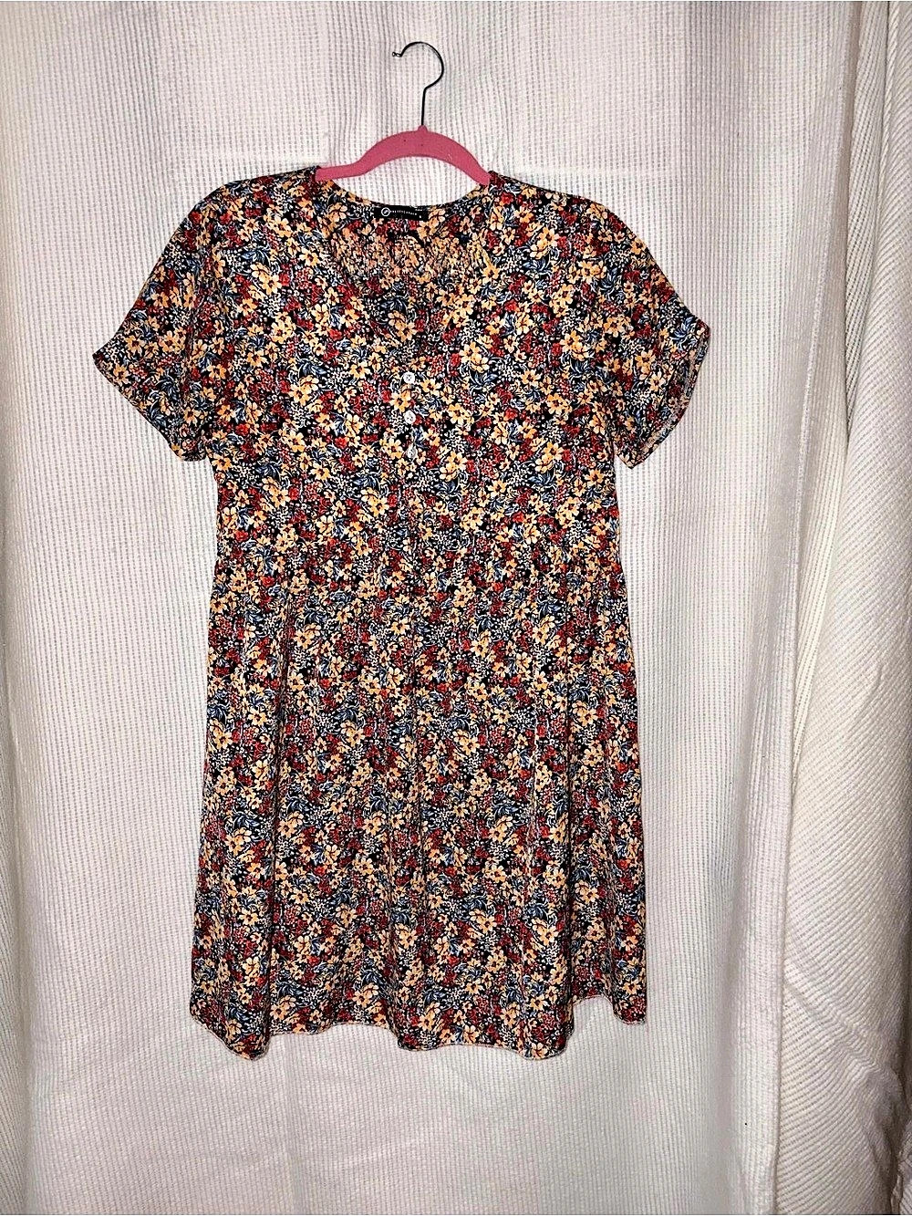 PrettyGarden Floral Mini Dress, Multicolor & Black, Small